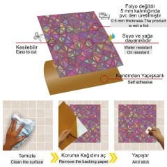 Tink Kendinden Yapışkanlı Geometrik Kuşak Desenli 30x30 cm Pvc Seramik Fayans Kaplama