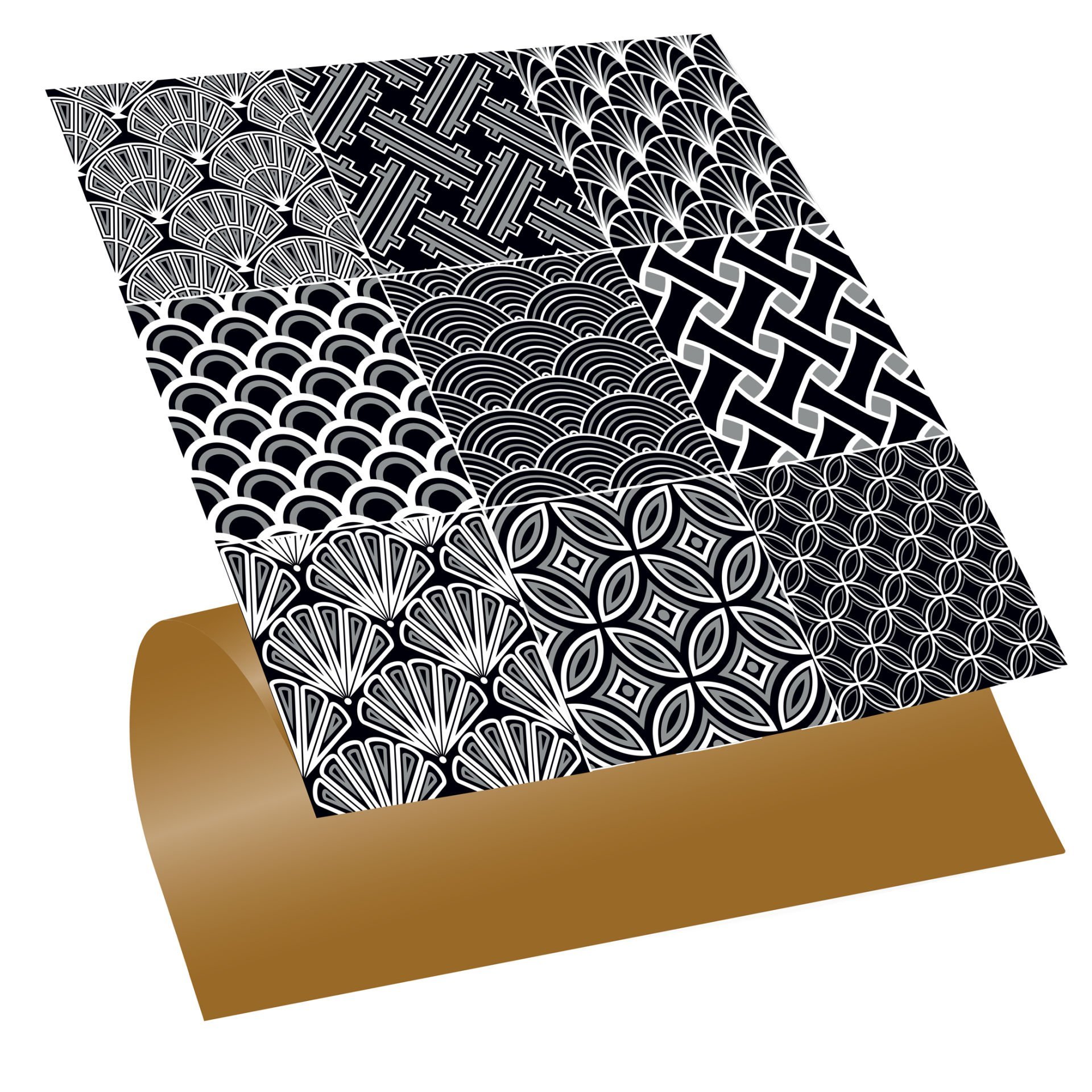 Tink Self Adhesive Black White Geometric Patterned 30x30 cm PVC Ceramic Tile Covering