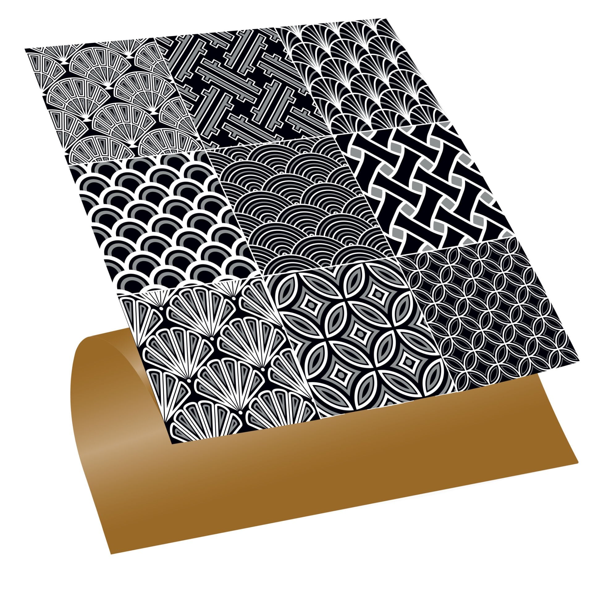 Tink Kendinden Yapışkanlı Siyah Beyaz Geometrik Desenli 30x30 cm Pvc Seramik Fayans Kaplama