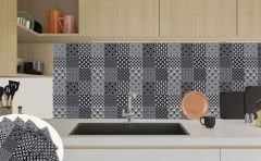 Tink Kendinden Yapışkanlı Siyah Beyaz Geometrik Desenli 30x30 cm Pvc Seramik Fayans Kaplama