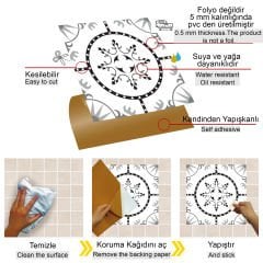 Tink Kendinden Yapışkanlı Geometrik Solo Desenli 30x30 cm Pvc Seramik Fayans Kaplama