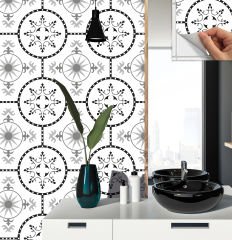 Tink Kendinden Yapışkanlı Geometrik Solo Desenli 30x30 cm Pvc Seramik Fayans Kaplama