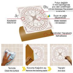 Tink Kendinden Yapışkanlı Soft Yuvarlak Desenli 30x30 cm Pvc Seramik Fayans Kaplama