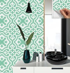 Tink Self Adhesive Green Solo Patterned PVC Tile Covering 30x30 cm