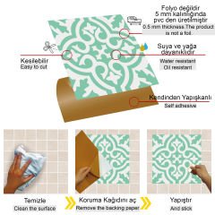 Tink Kendinden Yapışkanlı Yeşil Solo Desenli Pvc Karo Kaplama 30x30 cm