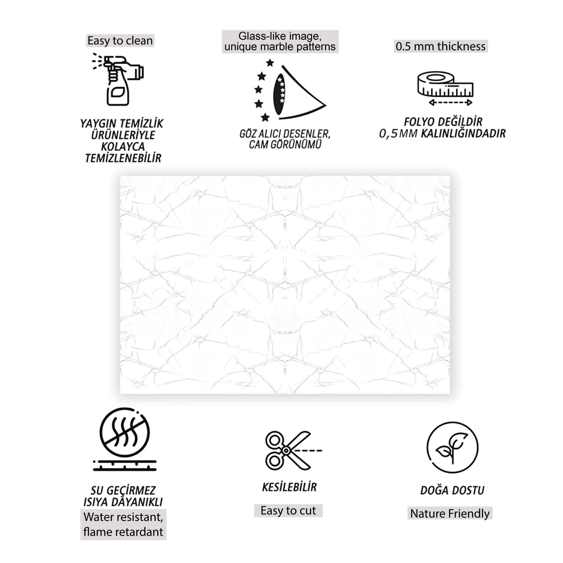 Tink Silver Mermer Desenli Panel Pvc 41X62 cm