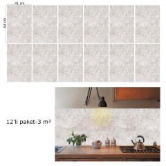 Tink Gray Stained Marble Patterned Panel Pvc 41X62 cm 1 m² (4 Pieces)