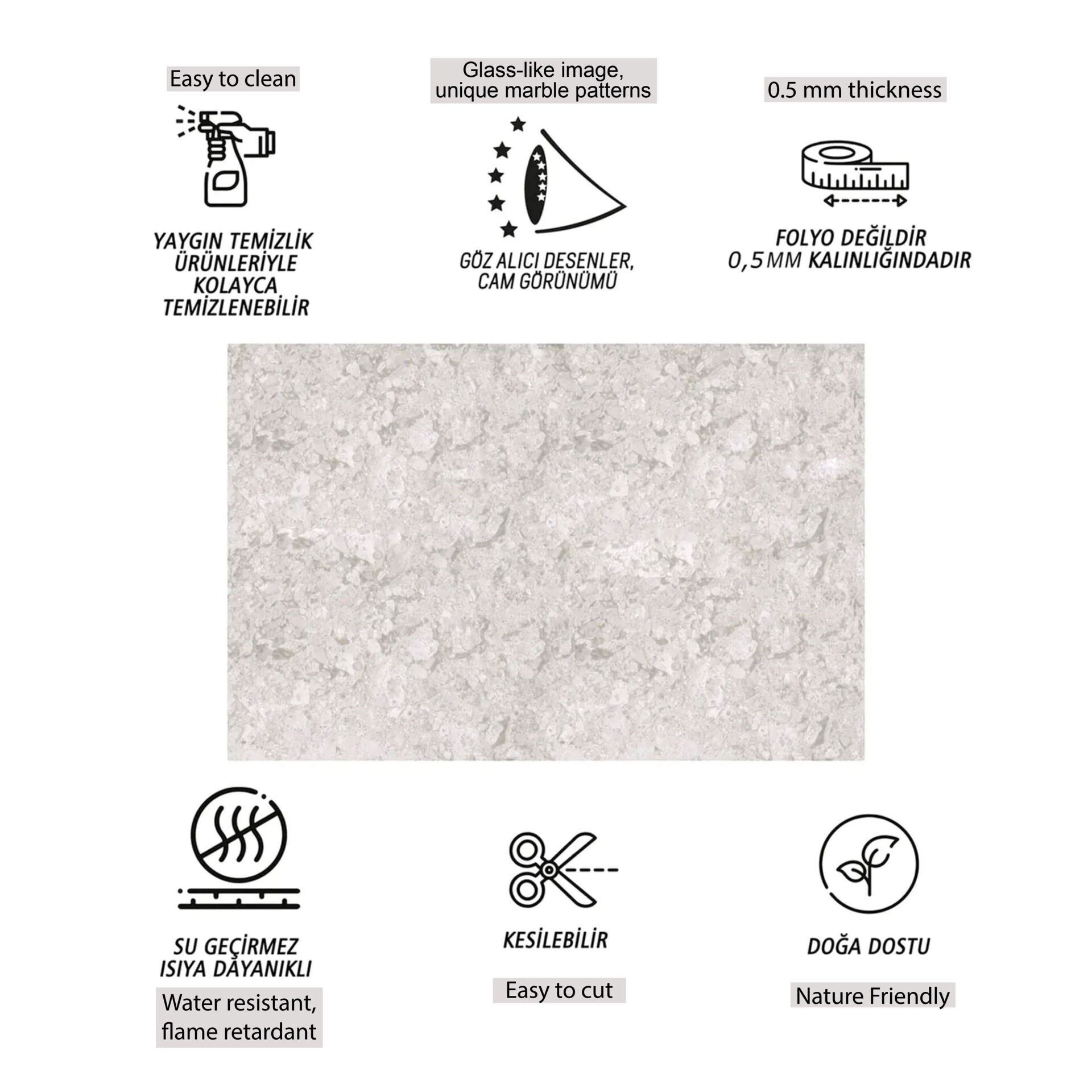 Tink Gri Lekeli Mermer Desenli Panel Pvc 41X62 cm