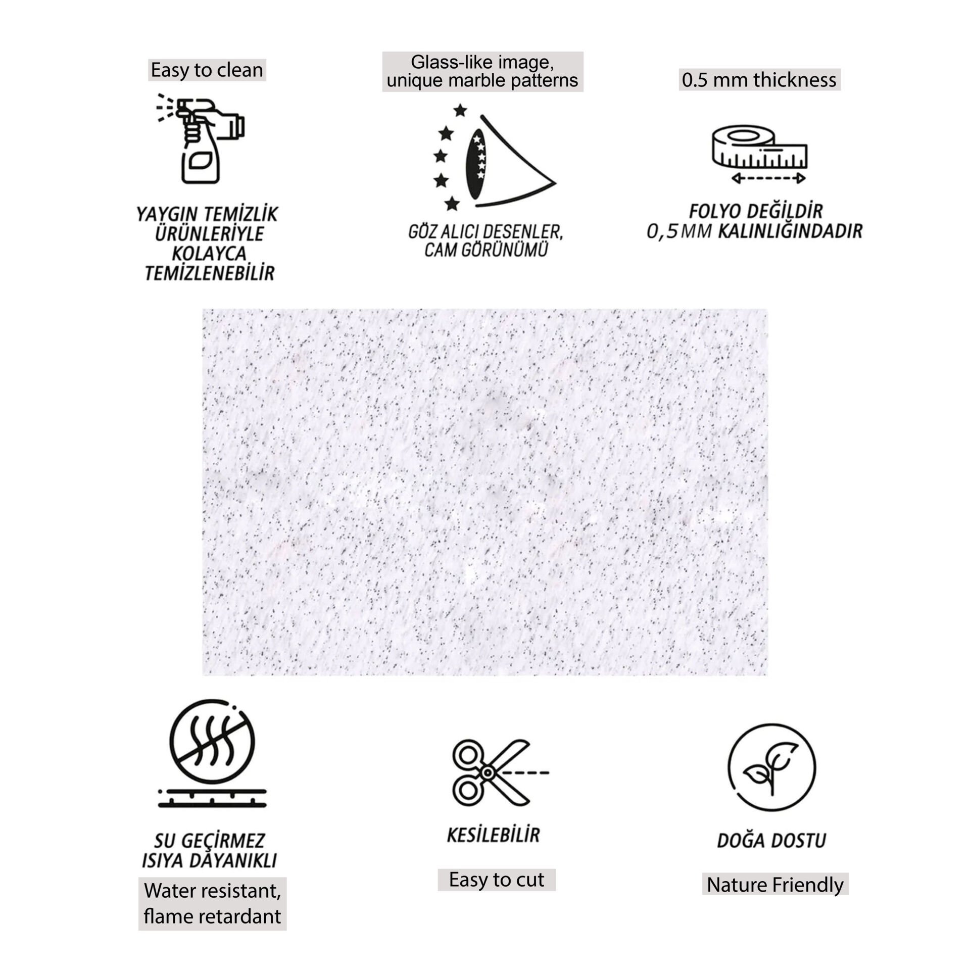 Tink Antrasit Mermer Desenli Panel Pvc 41X62 cm