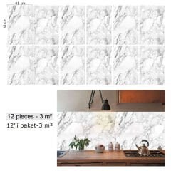 Tink Beyaz Mermer Desenli Panel Pvc 41X62 cm 3 m² (12 Adet)