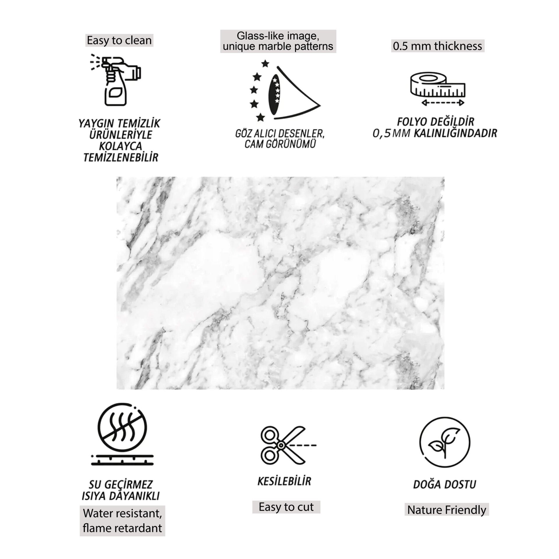 Tink Beyaz Mermer Desenli Panel Pvc 41X62 cm 1 m² (4 Adet)