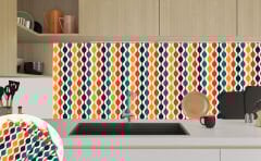 Tink Kendinden Yapışkanlı Renkli Dalga Desenli Pvc Karo Kaplama 30x30 cm