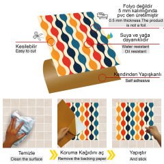 Tink Kendinden Yapışkanlı Renkli Dalga Desenli Pvc Karo Kaplama 30x30 cm