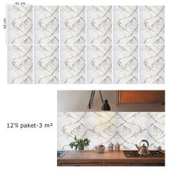 Tink Yellow Striped Marble Patterned Panel Pvc 41X62 cm