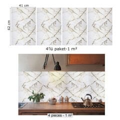 Tink Sarı Çizgili Mermer Desenli Panel Pvc 41X62 cm 1 m² (4 Adet)