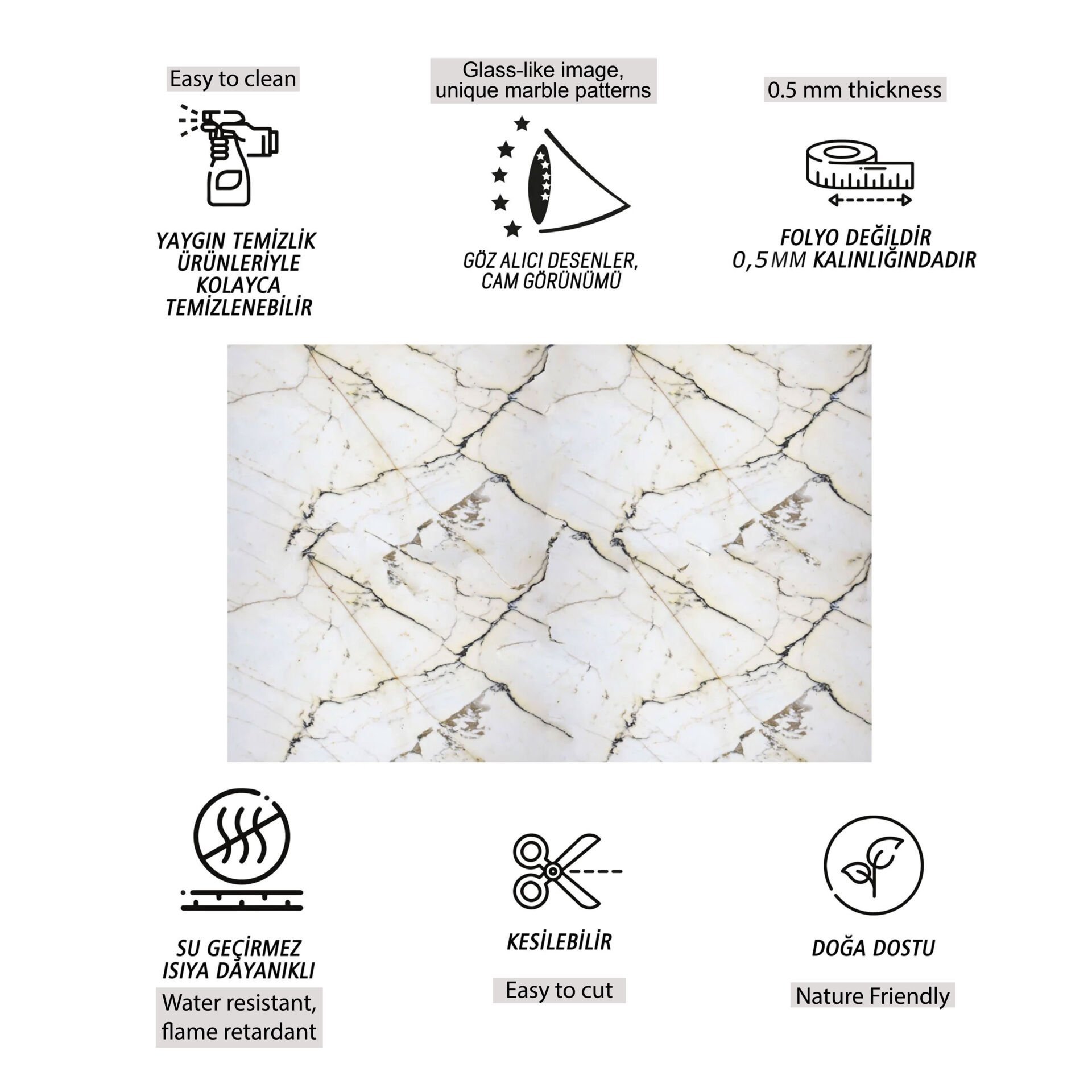 Tink Sarı Çizgili Mermer Desenli Panel Pvc 41X62 cm