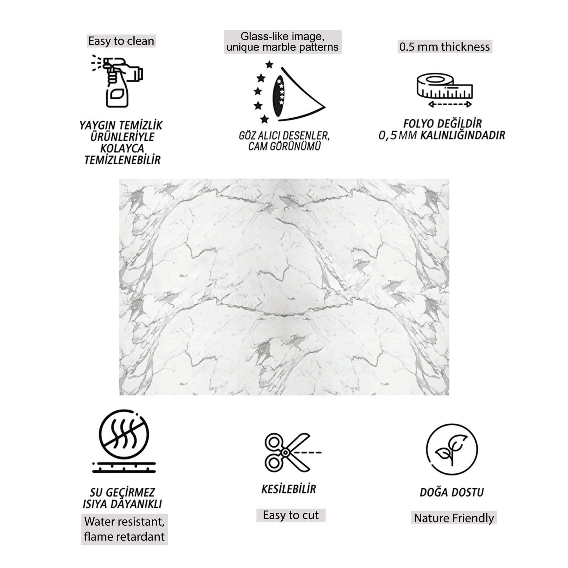 Tink Çizgili Mermer Desenli Panel Pvc 41X62 cm