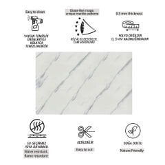 Tink Gri Bulut Çizgili Mermer Desenli Panel Pvc 41X62 cm