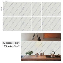 Tink Gri Bulut Çizgili Mermer Desenli Panel Pvc 41X62 cm