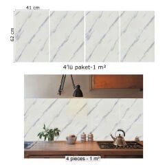 Tink Gri Bulut Çizgili Mermer Desenli Panel Pvc 41X62 cm