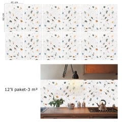 Tink Terrazzo Marble Patterned Panel Pvc 41X62 cm 1 m² (4 Pieces)