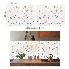 Tink Terrazzo Marble Patterned Panel Pvc 41X62 cm 1 m² (4 Pieces)