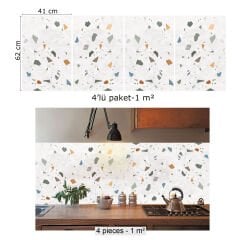 Tink Terrazzo Mermer Desenli Panel Pvc 41X62 cm 1 m² (4 Adet)