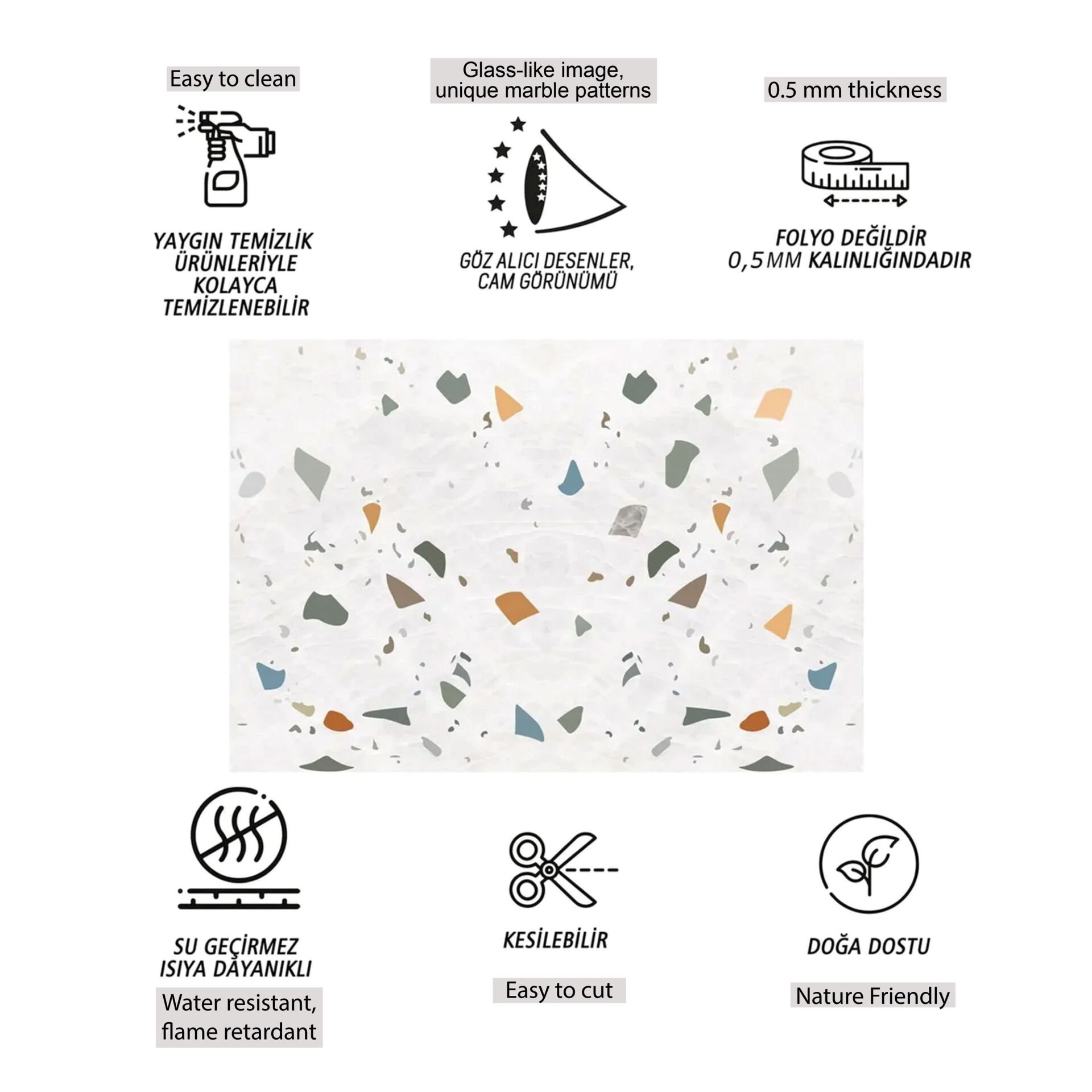 Tink Terrazzo Mermer Desenli Panel Pvc 41X62 cm