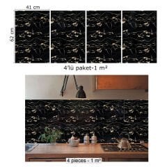 Tink Gold Siyah Mermer Desenli Panel Pvc 41X62 cm