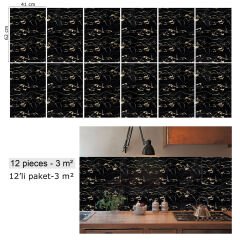 Tink Gold Siyah Mermer Desenli Panel Pvc 41X62 cm