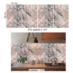 Tink Pembe Mermer Desenli Panel Pvc 41X62 cm