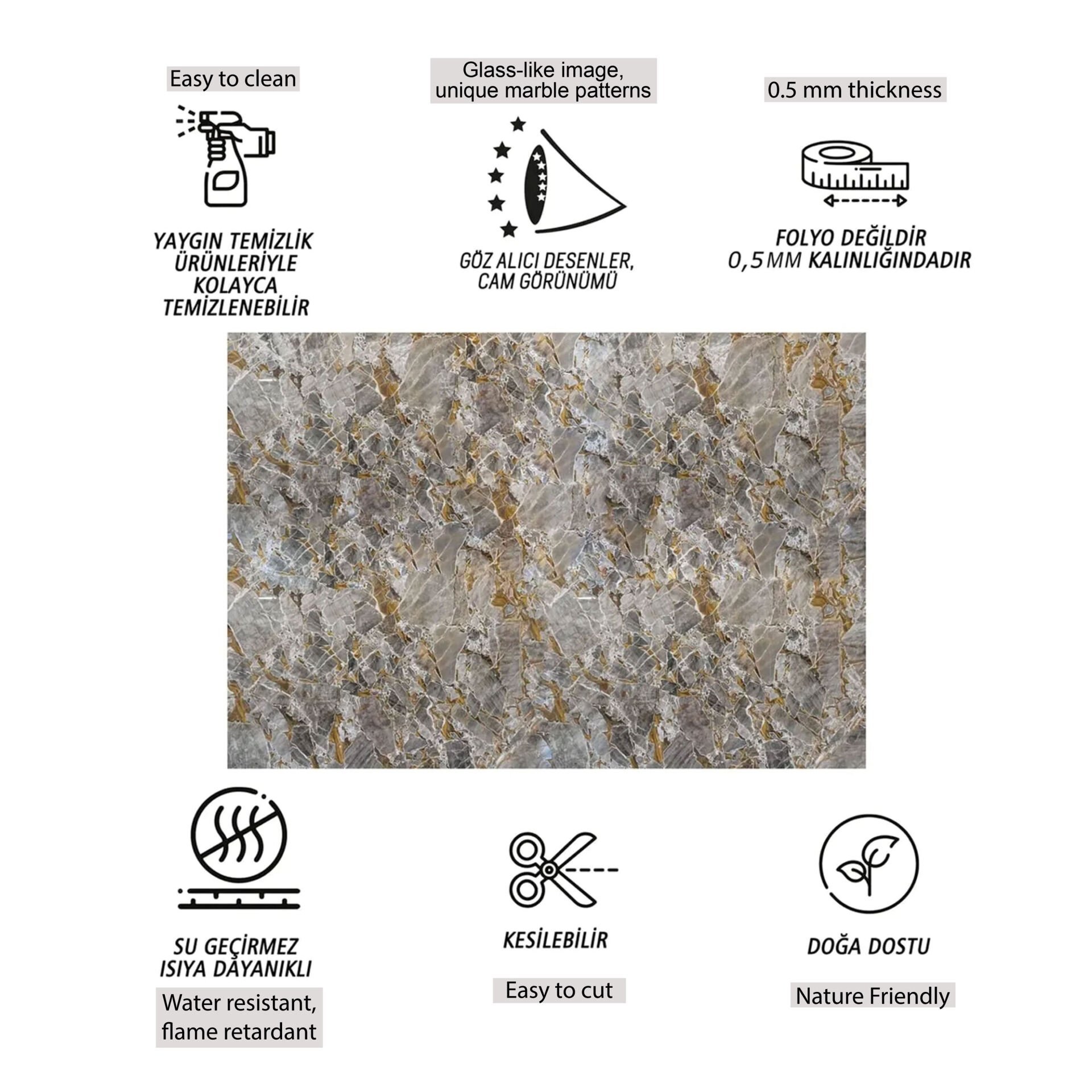 Tink Yeşim Mermer Desenli Panel Pvc 41X62 cm