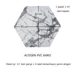 Tink Self Adhesive Marble Patterned Hexagonal PVC Tile Covering 27x31 cm