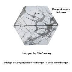 Tink Kendinden Yapışkanlı Mermer Desenli Altıgen Pvc Karo Kaplama 27x31 cm