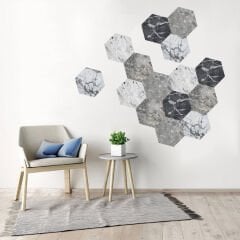 Tink Kendinden Yapışkanlı Mermer Desenli Altıgen Pvc Karo Kaplama 27x31 cm