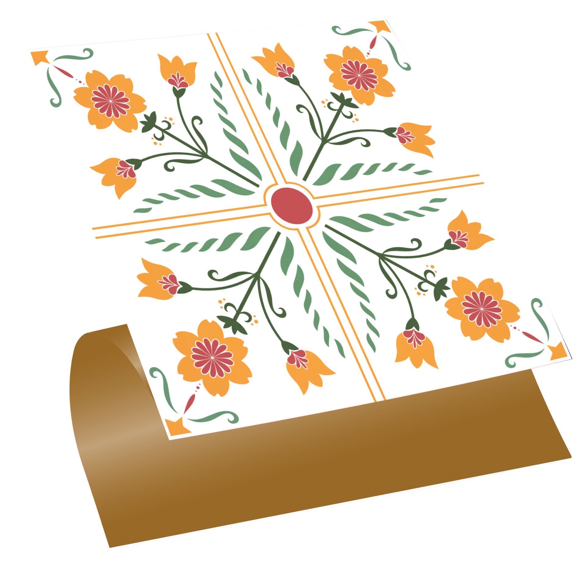 Tink Kendinden Yapışkanlı Portakal Çiçeği Desen 30x30 cm Pvc Karo Kaplama