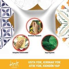 Tink Kendinden Yapışkanlı Portakal Çiçeği Desen 30x30 cm Pvc Karo Kaplama