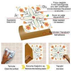 Tink Kendinden Yapışkanlı Portakal Çiçeği Desen 30x30 cm Pvc Karo Kaplama