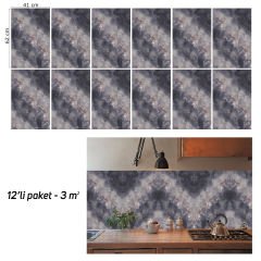 Tink Red Line Marble Patterned Panel Pvc 41X62 cm