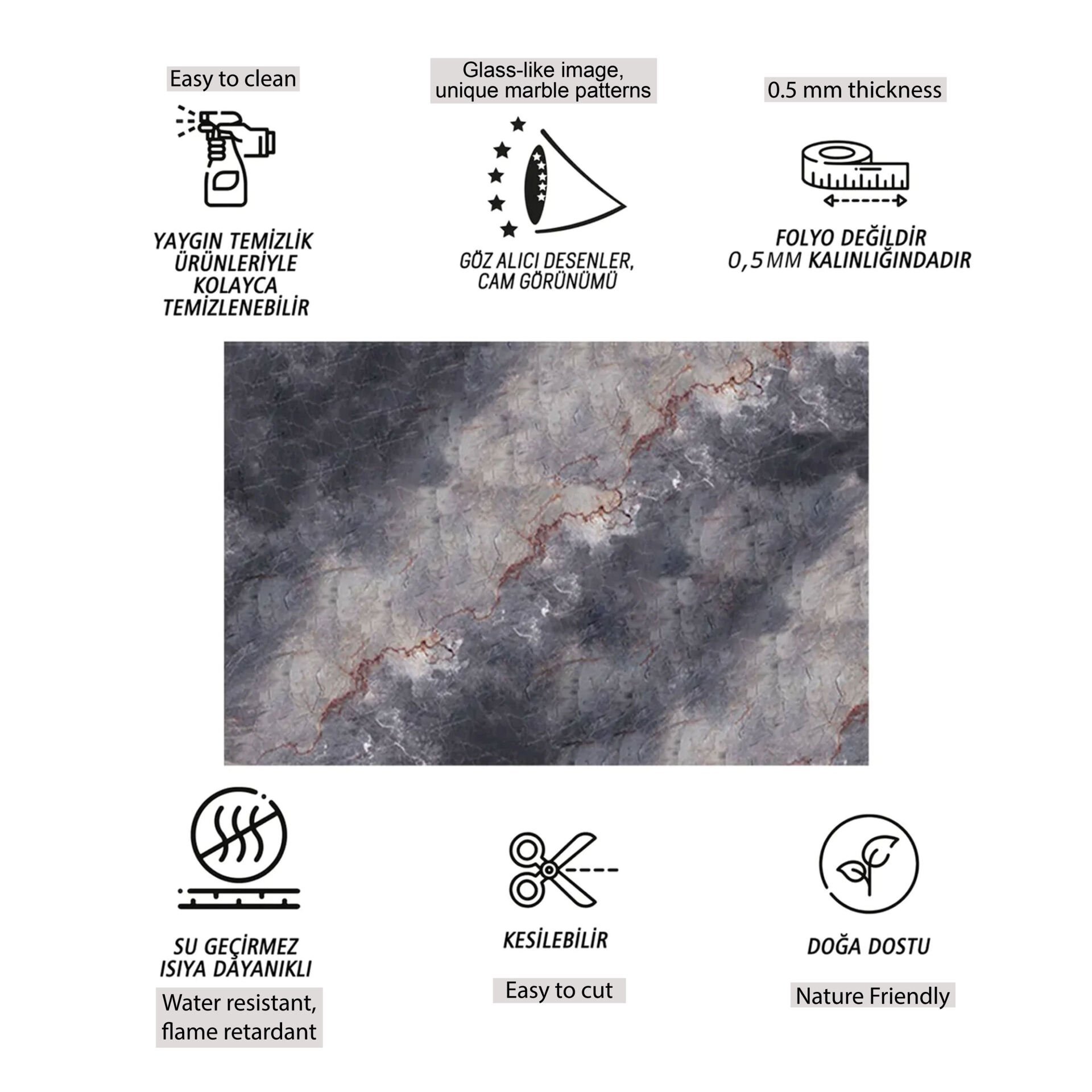 Tink Kırmızı Çizgi Mermer Desenli Panel Pvc 41X62 cm