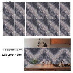 Tink Kırmızı Çizgi Mermer Desenli Panel Pvc 41X62 cm