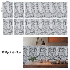 Tink Black Striped Marble Patterned Panel Pvc 41X62 cm