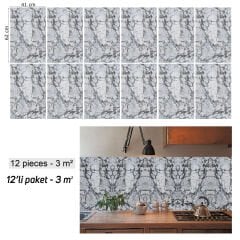 Tink Siyah Çizgili Mermer Desenli Panel Pvc 41X62 cm