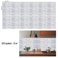 Tink Gri Dalgalı Mermer Desenli Panel Pvc 41X62 cm