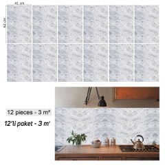 Tink Gri Dalgalı Mermer Desenli Panel Pvc 41X62 cm