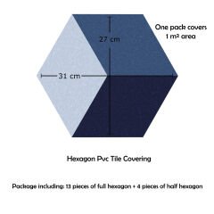 Tink Kendinden Yapışkanlı Popart  Altıgen Pvc Karo Kaplama 27x31 cm