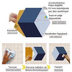 Tink Kendinden Yapışkanlı Popart  Altıgen Pvc Karo Kaplama 27x31 cm