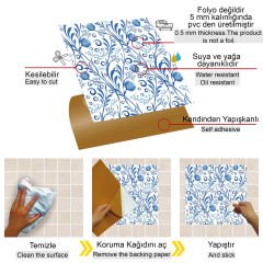 Tink Self Adhesive Blue Ivy Patterned 30x30 cm PVC Tile Covering