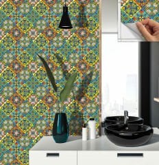 Tink Kendinden Yapışkanlı Talavera Desenli 30x30 cm Pvc Karo Kaplama 1 m2 (11 Adet)
