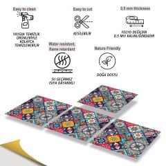 Tink Kendinden Yapışkanlı Pembe Karo Desenli 30x30 cm Pvc Karo Kaplama